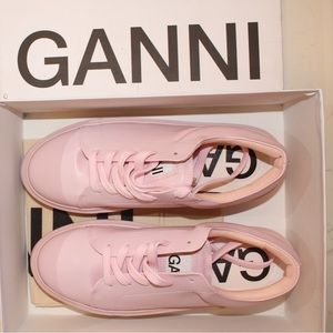 GANNI Pink Leather Sneakers